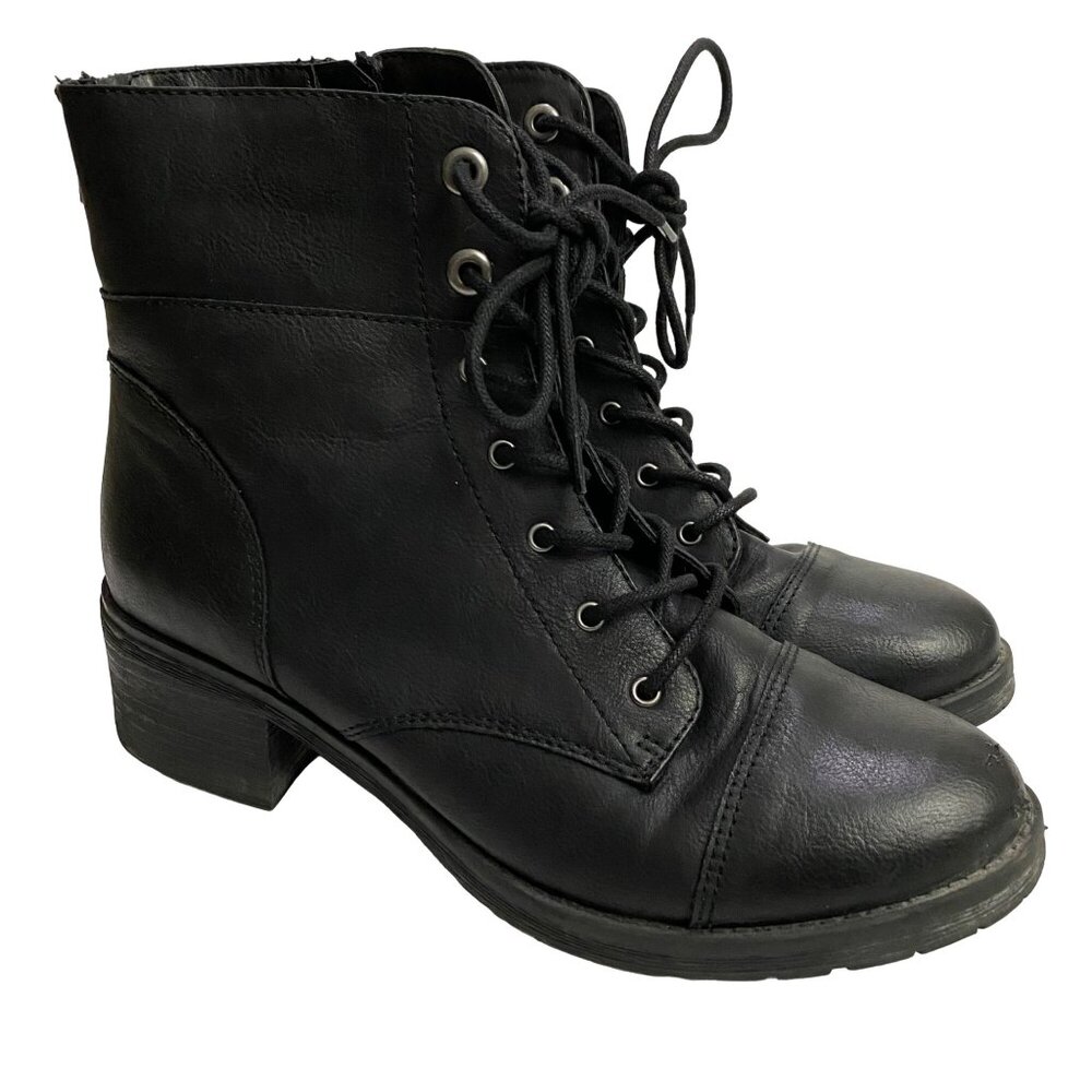 Sugar Klondike Black Combat Boots Zip or Lace Up Closure Heeled Boot Women’s 10M